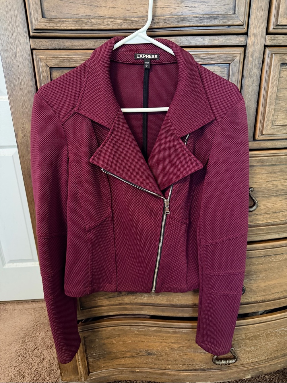 Express Women's Wine Asymmetrical Zip Jacket
